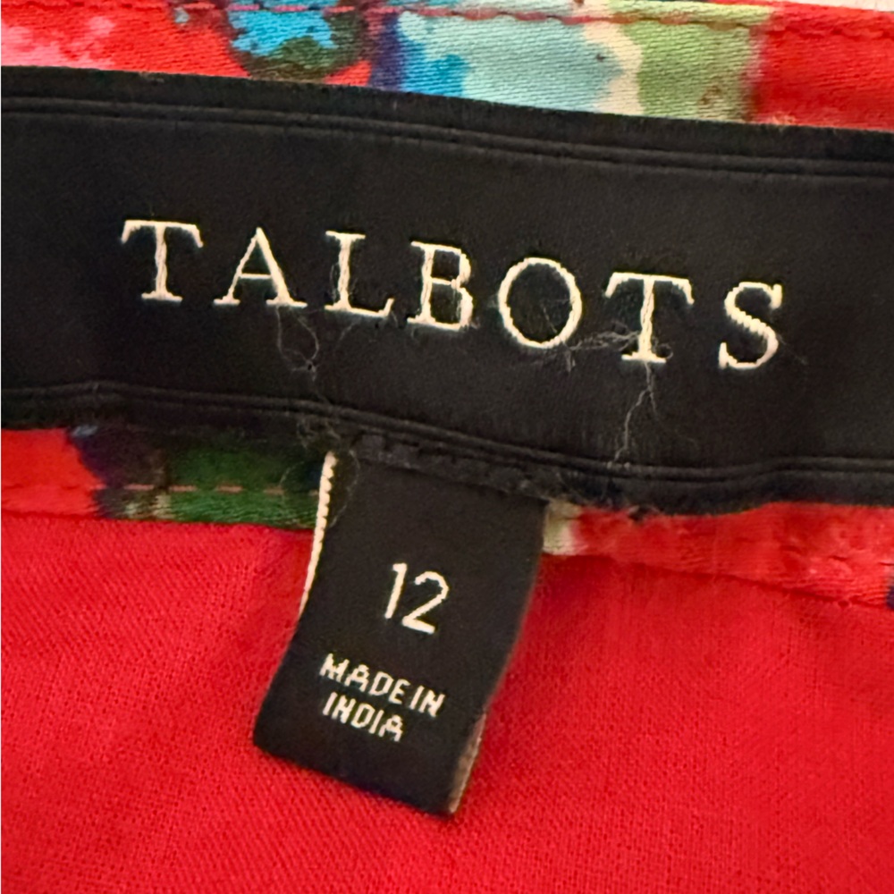 Talbots Red and Blue Floral A-Line Fully Lined Skirt, Sz 12, 97% Cotton - Picture 5 of 6